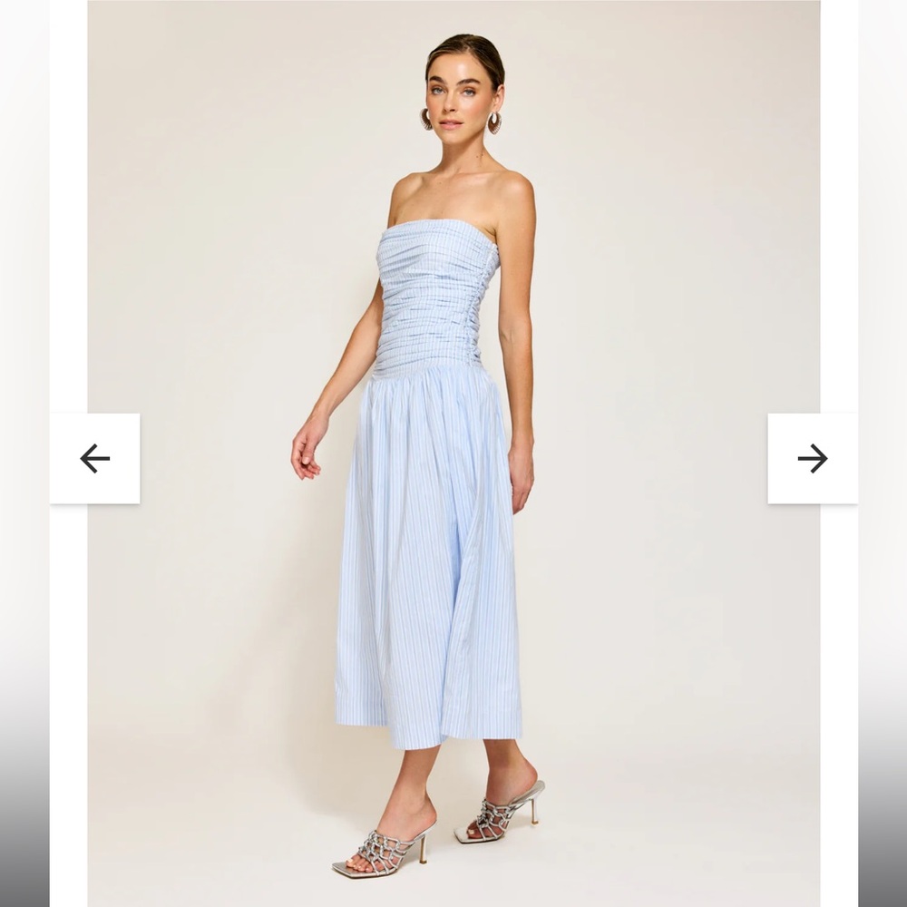 NWT Line & Dot Blue and White Strapless Sundress